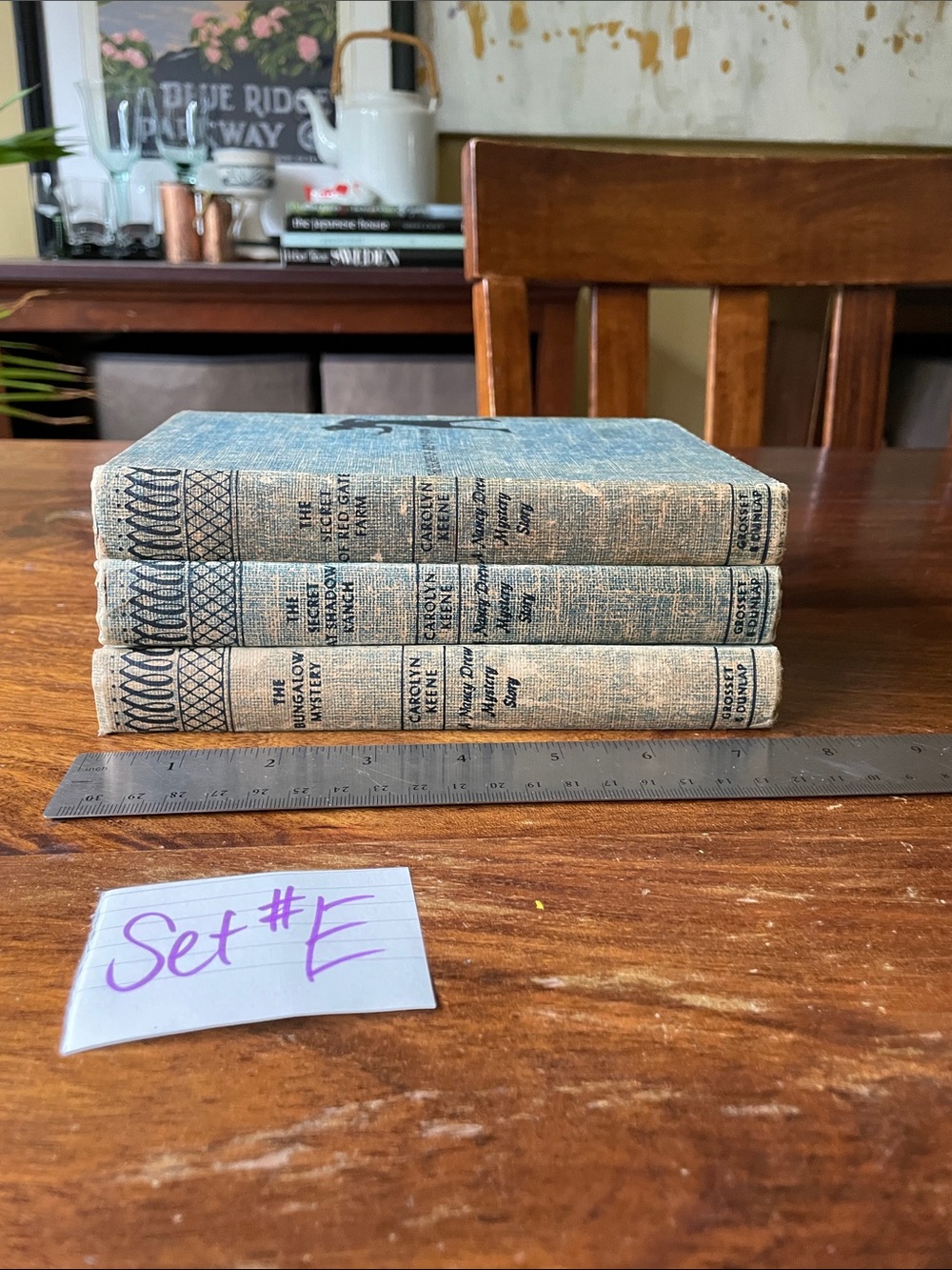 3 Vintage Nancy Drew Hardcover Books Carolyn Keene Tweed Blue Covers (Set #E) - Picture 3 of 16